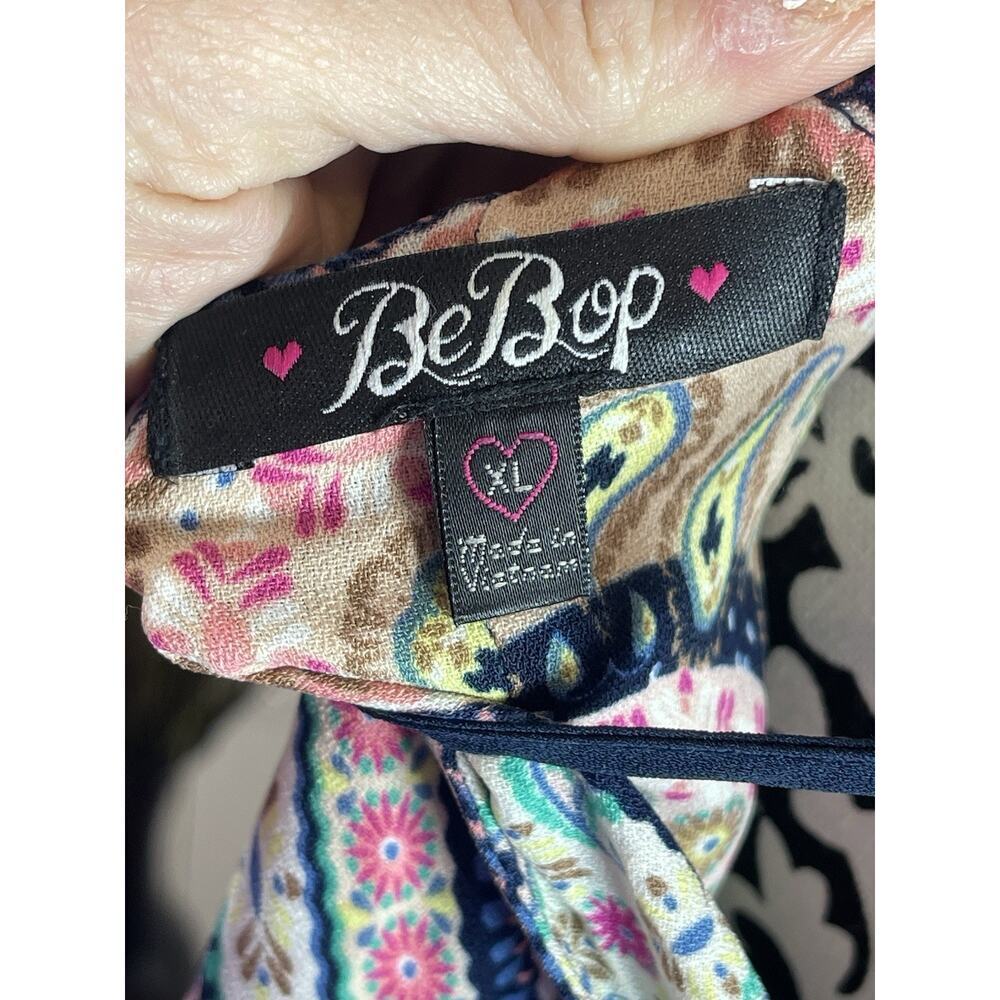 Boho B bop, green, navy pink floral tunic dress extra large - Picture 9 of 10
